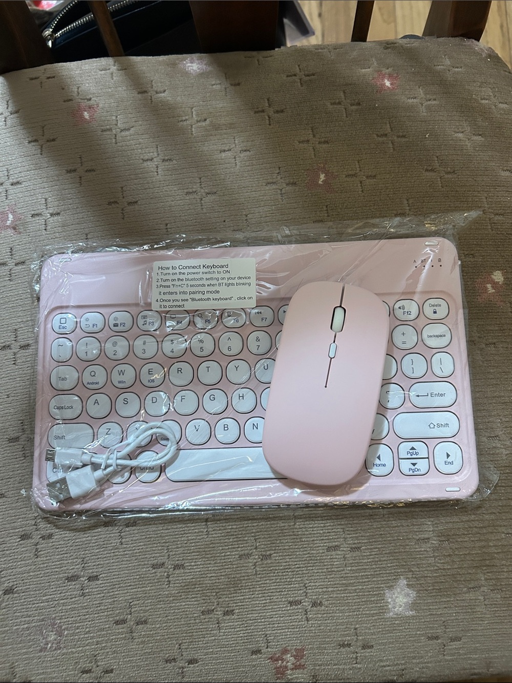 Pink Bluetooth Wireless Keyboard & Mouse Set